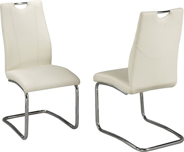 Brassex Inc. Popper 2-Piece Chrome/White Dining Chair Set-2