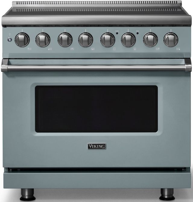 Viking® 5 Series 36" Novembery Sky Pro Style Induction Range with Polished Chrome Trim-0