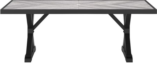 Signature Design by Ashley® Beachcroft Light Gray Outdoor Aluminum/Porcelain Dining Table with Black Base-1
