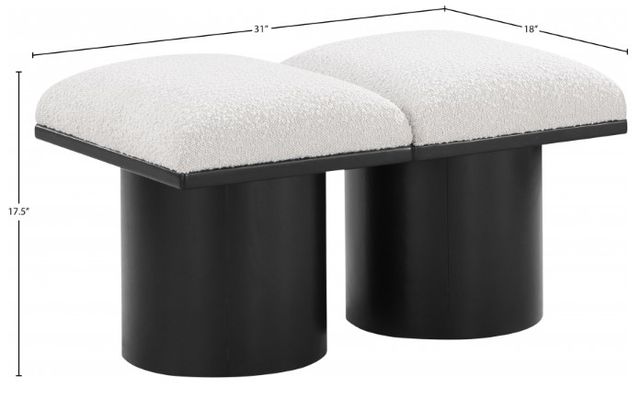 Meridian Furniture Pavilion 2-Piece Cream/Black 31" Modular Bench Set-4