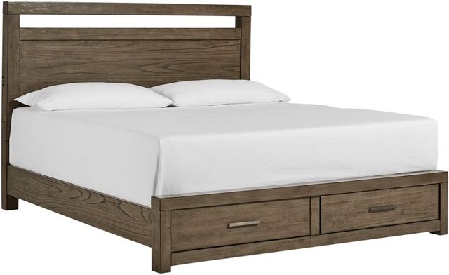aspenhome® Modern Loft Greystone King Low Profile Panel Storage Bed-0