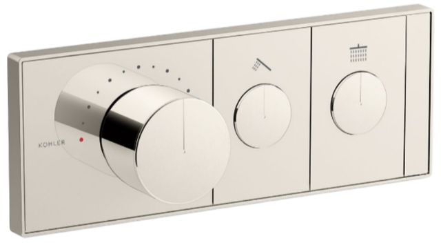KOHLER® Anthem® Vibrant Polished Nickel 2-Outlet Recessed Mechanical Thermostatic Valve Control-0