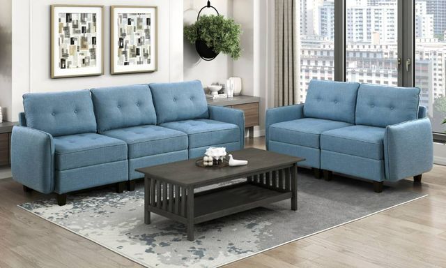 Homelegance® Garren 3-Piece Blue Modular Sectional Sofa-1
