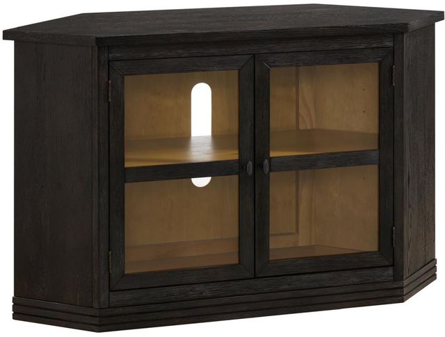 Martin Svensson Black Glass Door Corner TV Stand-0