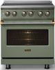 Viking® 5 Series 30" Eucalyptus Pro Style Induction Range with Brushed Brass Trim-4