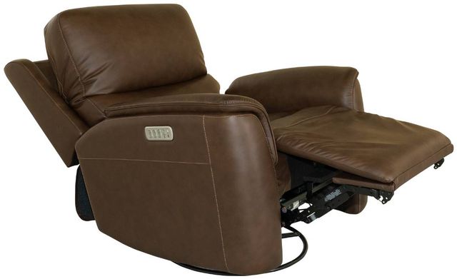 Flexsteel® Henry Burnt Umber Leather Power Swivel Gliding Recliner-1