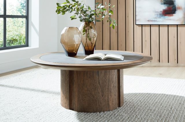 Signature Design by Ashley® Dontayne Warm Brown Round Cocktail Table-4
