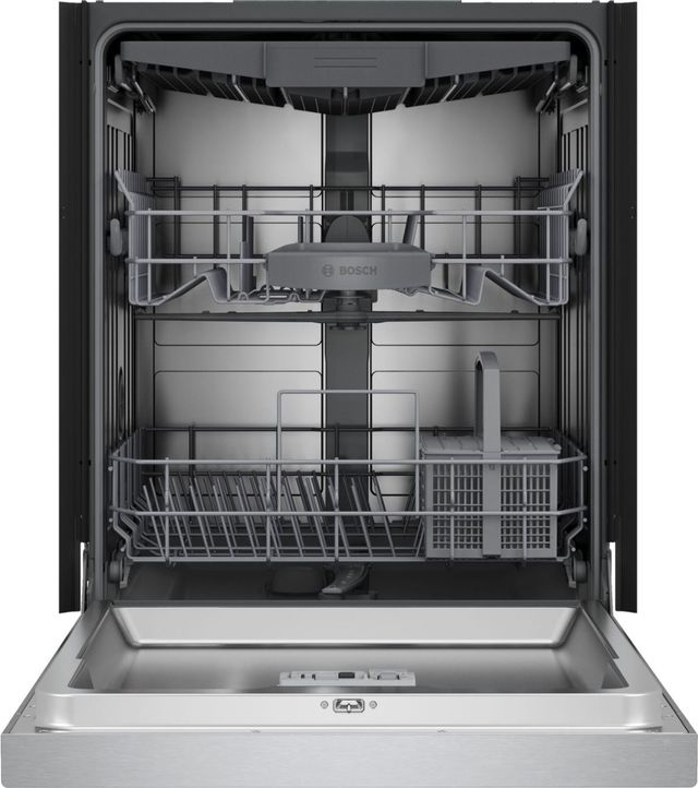 Bosch® 300 Series 24'' Brushed Steel Anti-Fingerprint Front Control Built In Dishwasher-1