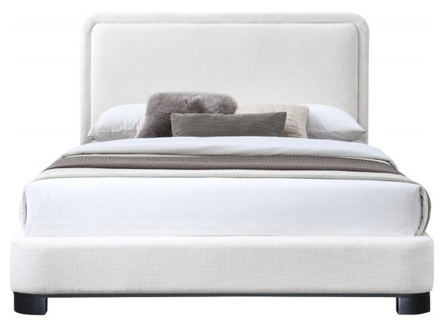 Meridian Furniture Nolita Cream/Black Queen Linen Textured Upholstered Panel Bed-1