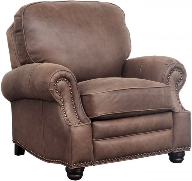 BarcaLounger® Longhorn Sanded Dark Bomber Leather Manual Recliner-0