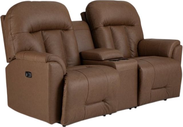 Best® Home Furnishings Customizable Suitably Leather Power Reclining Rocker Console Loveseat with Tilt Headrest-0