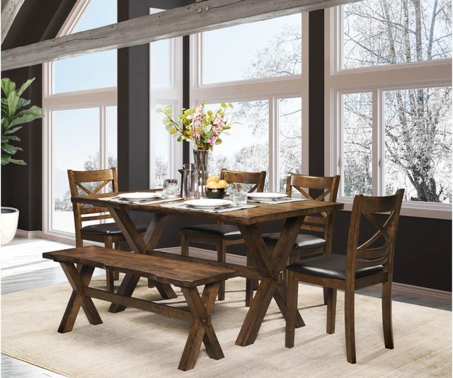 Mazin Furniture Pandora 6-Piece Warm Oak Brown Dining Set-0