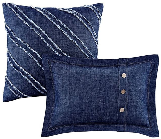 Olliix by Woolrich Blue Queen Perry Oversized Denim Comforter Set-1