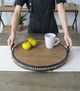 A & B Home Brown Wood Bead Round Tray-5