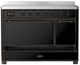 Ilve® Majestic III 48" Glossy Black Pro Style Induction Range with Solid Door and Burnished Trim-2