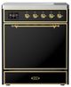 Ilve® Majestic III 30" Glossy Black Pro Style Induction Range with Solid Door and Brass Trim-0