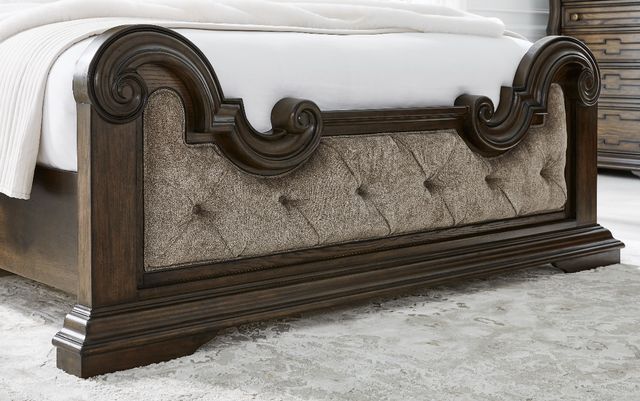 Signature Design by Ashley® Maylee Beige/Dark Brown King Upholstered Panel Bed-4