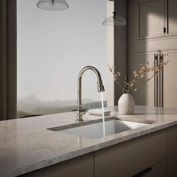 KOHLER® Artifacts® Vibrant Polished Nickel Touchless Kitchen Sink Faucet with 3-Function Sprayhead-2