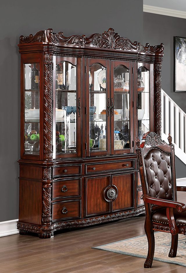 Furniture of America® Canyonville Brown Cherry Hutch and Buffet Set-0