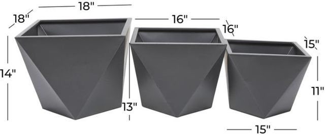 Deco Marche CosmoLiving by Cosmopolitan 3-Piece Gray Indoor Outdoor Planter-3