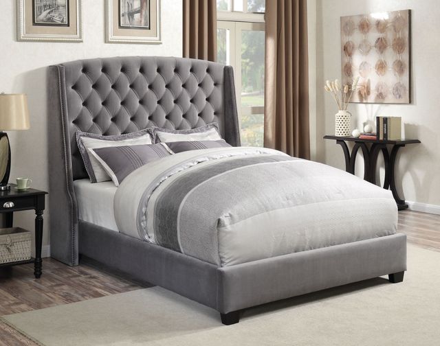 Coaster® Pissarro Grey Queen Upholstered Bed-1