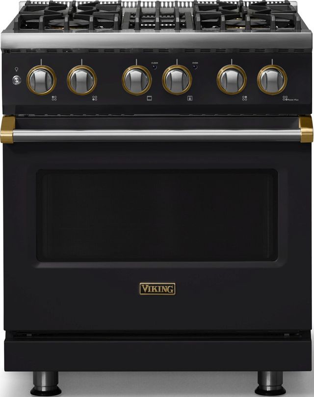 Viking® 5 Series 30" Onyx Pro Style Dual Fuel (LP) Range with Brushed Brass Trim-0