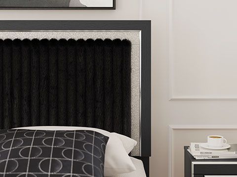 Signature Design by Ashley® Zuraleus Black Upholstered Queen Panel Headboard-1