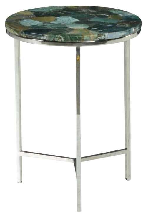 Steve Silver Co. Foster Green Chairside Table with Chrome Base-0