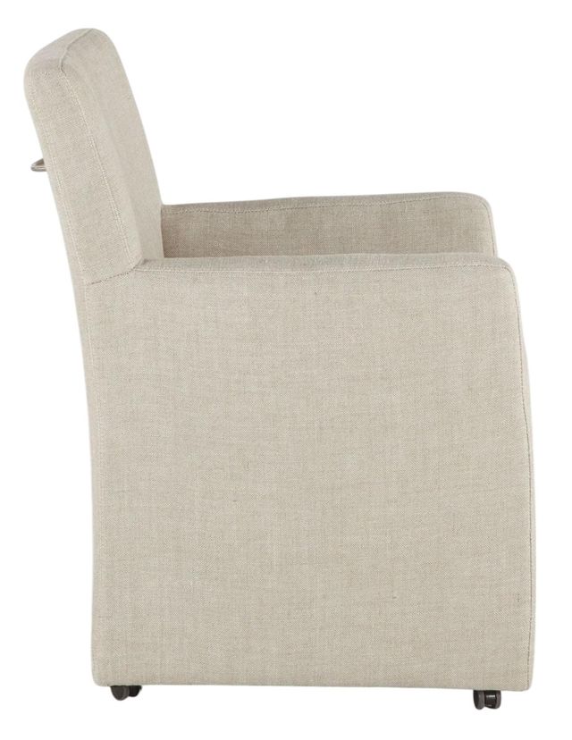Home Trends & Design Upholstered Dining Off-White Linen Peabody Arm Chair-2