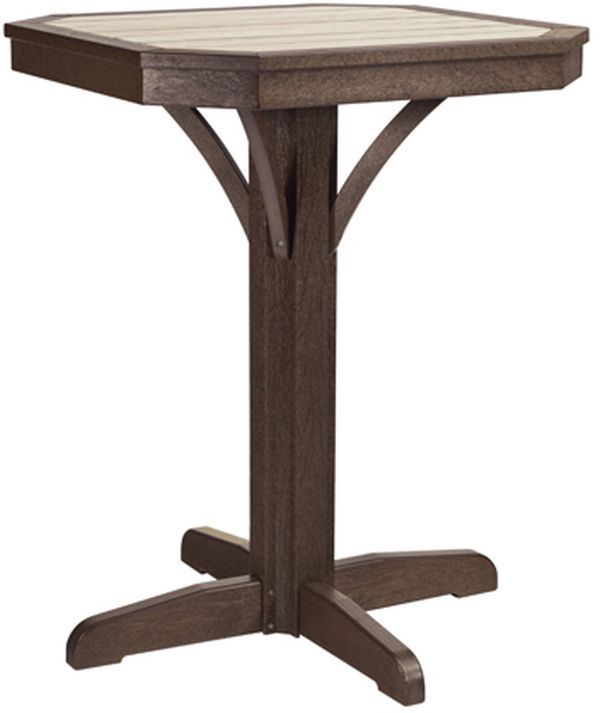 C R Plastic St. Tropez Chocolate and Beige Square Counter Pedestal Table-0