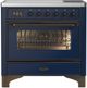Ilve® Majestic III 36" Midnight Blue Pro Style Induction Range with Triple Glass Door and Burnished Trim-0