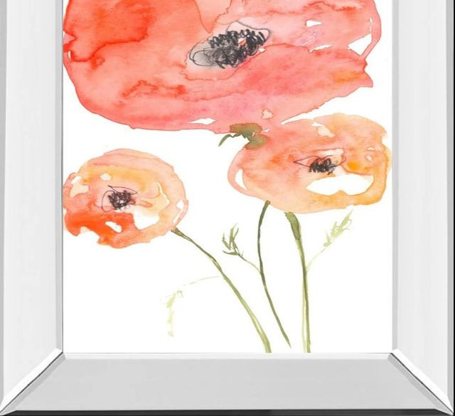Classy Art Neon Poppies II by Jennifer Goldberger Mirror Framed Wall Art-1