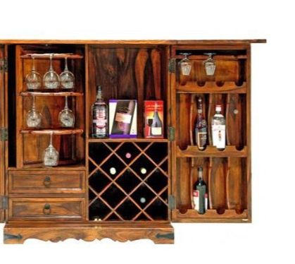 Jaipur Furniture Ganga Range Brown Large Bar Cabinet-1