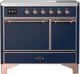 Ilve® Majestic III 40" Midnight Blue Pro Style Induction Range with Solid Door and Copper Trim-0