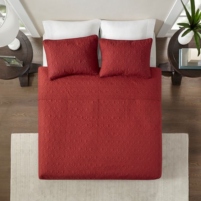 Olliix by Madison Park Red King/California King Quebec Reversible Coverlet Set-3