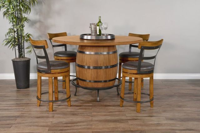 Sunny Designs™ Doe Valley Buckskin Pub Table with Wine Barrel Base-1