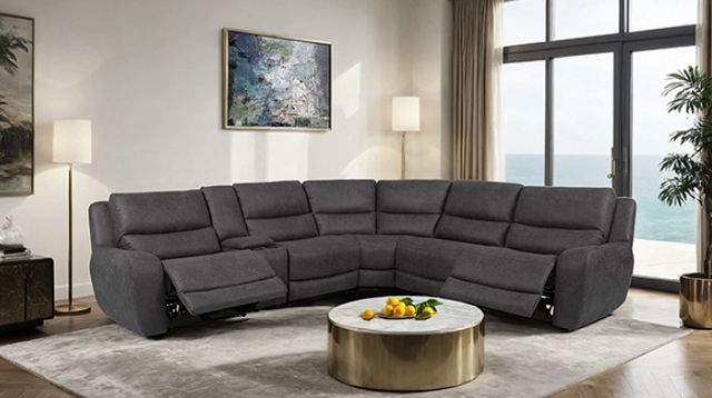 Furniture of America® Demetrius 6-Piece Granite Gray Power Reclining Sectional-1