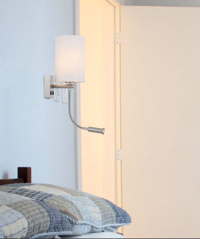 Cal® Lighting & Accessories Lakewood Brushed Steel/White Wall Lamp-3
