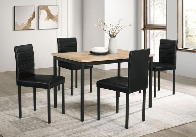 Coaster® Garza 5-Piece Black/Greige Oak Rectangular Dining Table Set-1