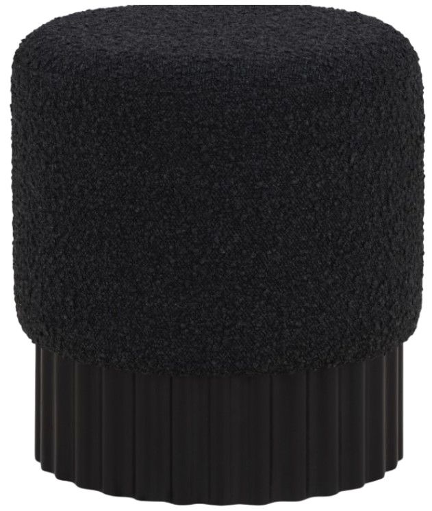 Meridian Furniture Veranda Black Boucle Fabric Ottoman-0
