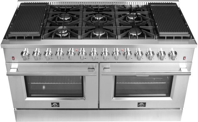 FORNO® Alta Qualita 60" Stainless Steel Pro Style Dual Fuel Range-6