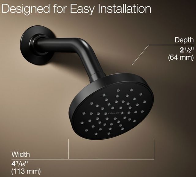KOHLER® Elate® Matte Black 2.5 GPM Single-Function Showerhead-3