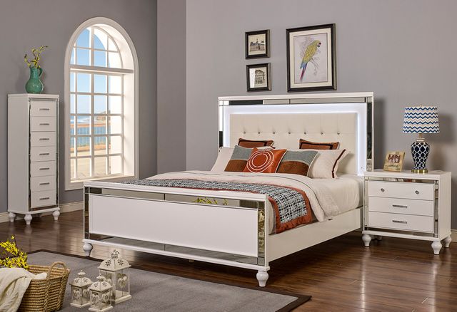 New Classic® Home Furnishings Valentino White Western King Upholstered Bed-1
