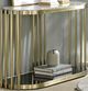 Furniture of America® Ofelia Antique Brass Sofa Table with Beige Faux Marble Top-0