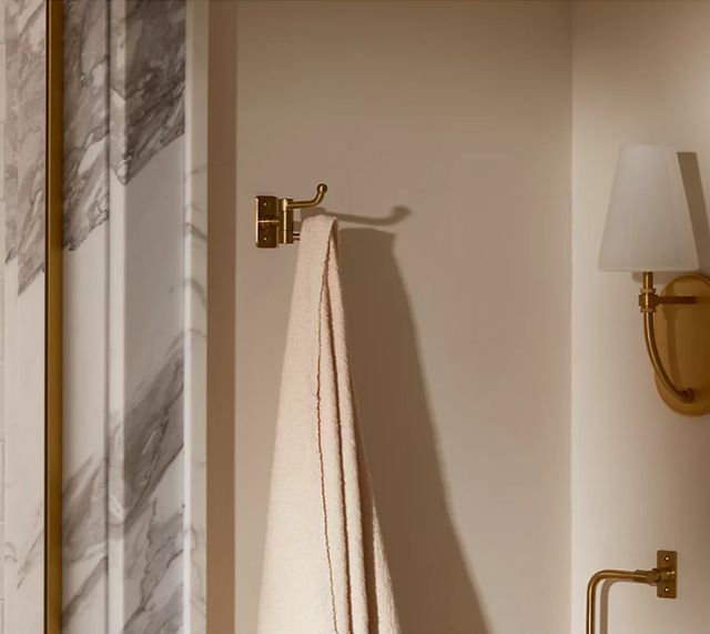 KOHLER® Castia™ by Studio McGee Vibrant Brushed Moderne Brass Double Robe Hook-3