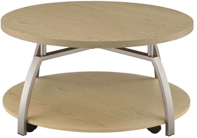 Coaster® Dacre Greige Coffee Table with Satin Nickel Base-3