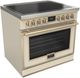 Fulgor Milano® Evoque 400 Series 36” Matte Ivory Pro Style Induction Range with Brushed Brass Trim-0