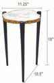 A & B Home 18" White Agate Side Table with Metal Legs-2
