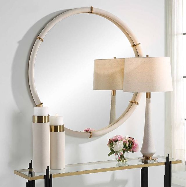 Uttermost® Cyprus White Round Mirror-2