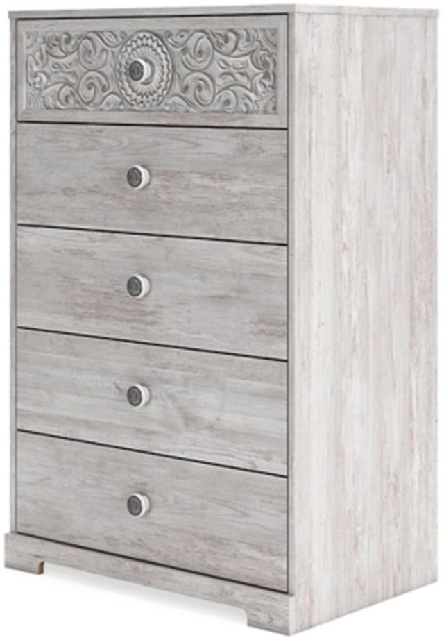 Signature Design by Ashley® Paxberry Whitewash 5-Drawers Chest of Drawers-3